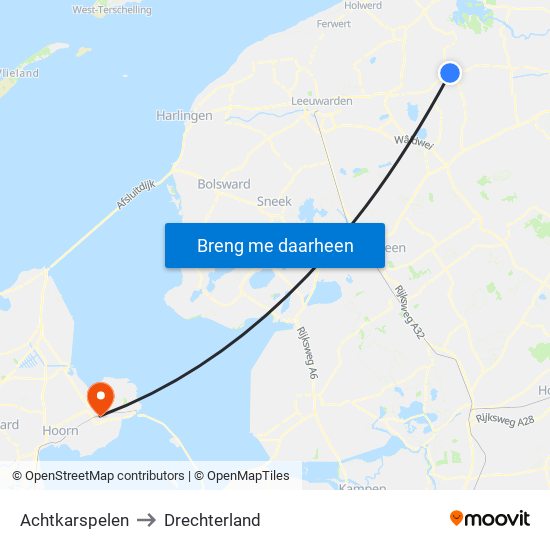 Achtkarspelen to Drechterland map