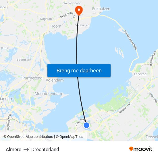 Almere to Drechterland map