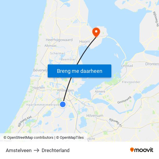 Amstelveen to Drechterland map