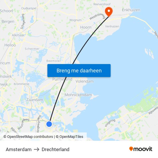 Amsterdam to Drechterland map