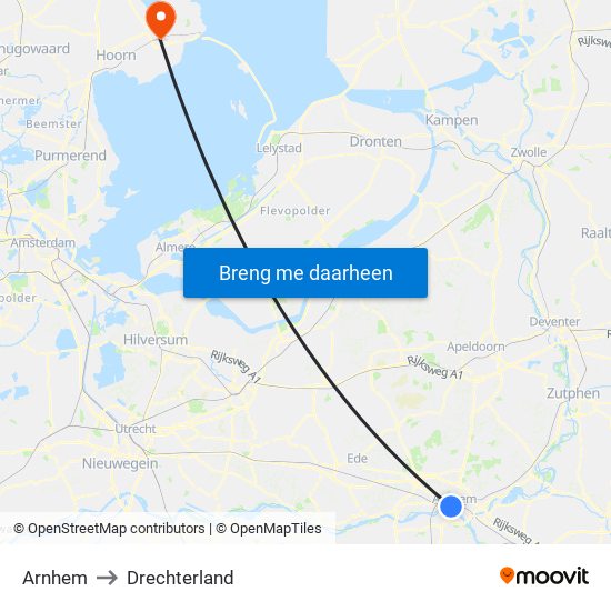 Arnhem to Drechterland map