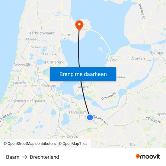 Baarn to Drechterland map