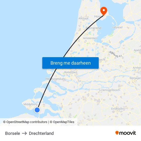 Borsele to Drechterland map