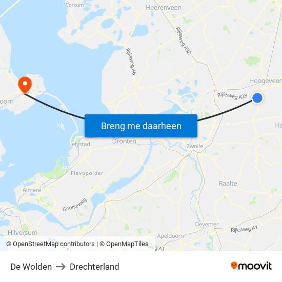 De Wolden to Drechterland map