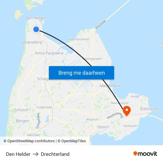 Den Helder to Drechterland map