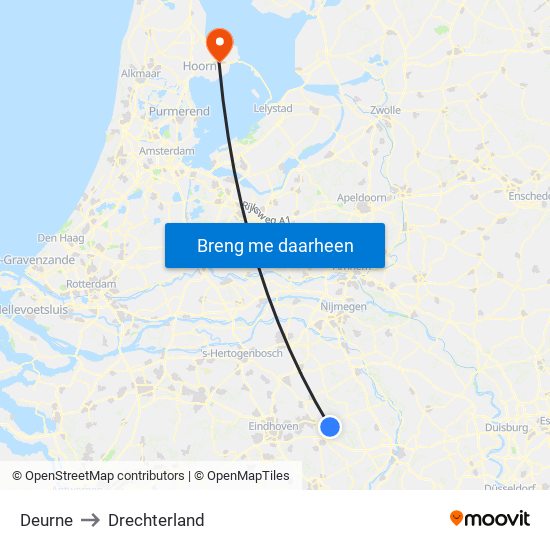 Deurne to Drechterland map