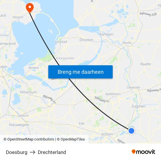 Doesburg to Drechterland map