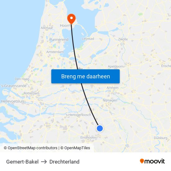 Gemert-Bakel to Drechterland map