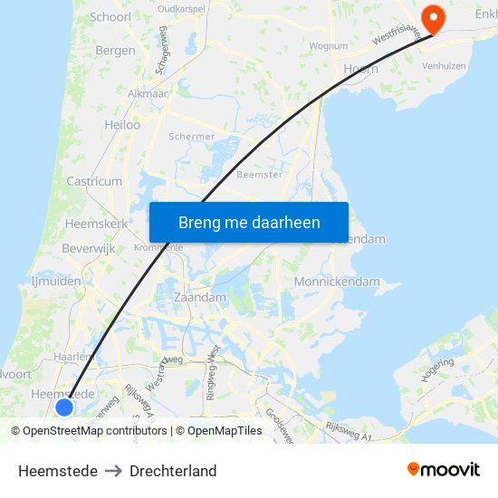 Heemstede to Drechterland map