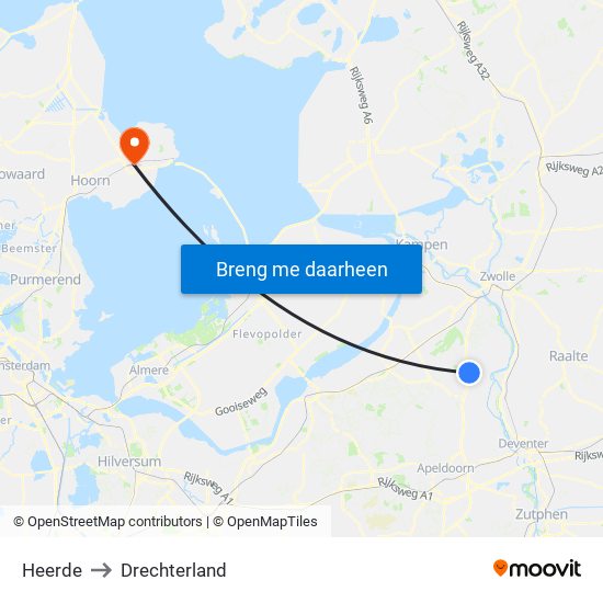 Heerde to Drechterland map