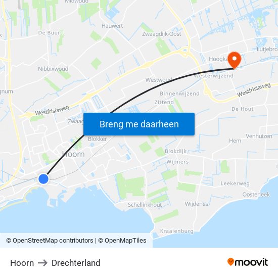 Hoorn to Drechterland map