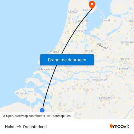 Hulst to Drechterland map