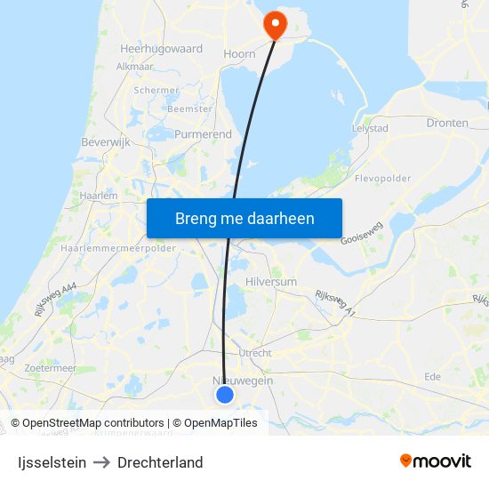 Ijsselstein to Drechterland map