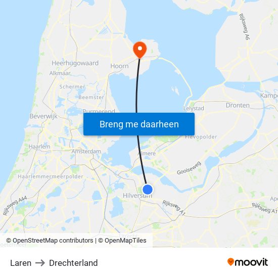 Laren to Drechterland map