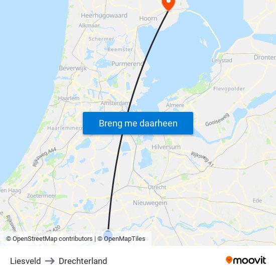 Liesveld to Drechterland map