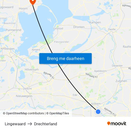Lingewaard to Drechterland map