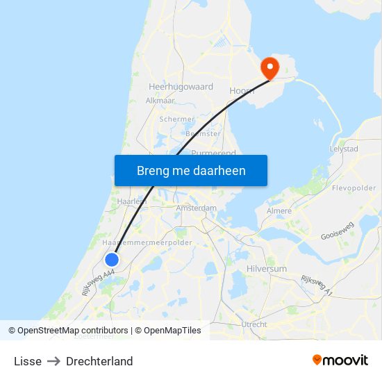 Lisse to Drechterland map