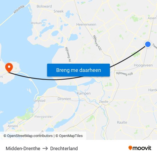 Midden-Drenthe to Drechterland map