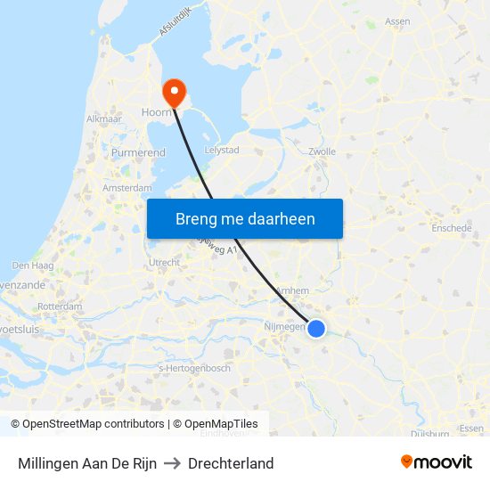 Millingen Aan De Rijn to Drechterland map