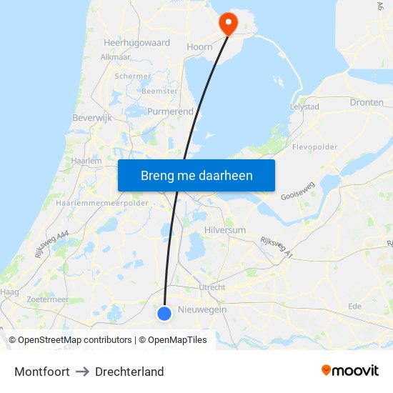 Montfoort to Drechterland map