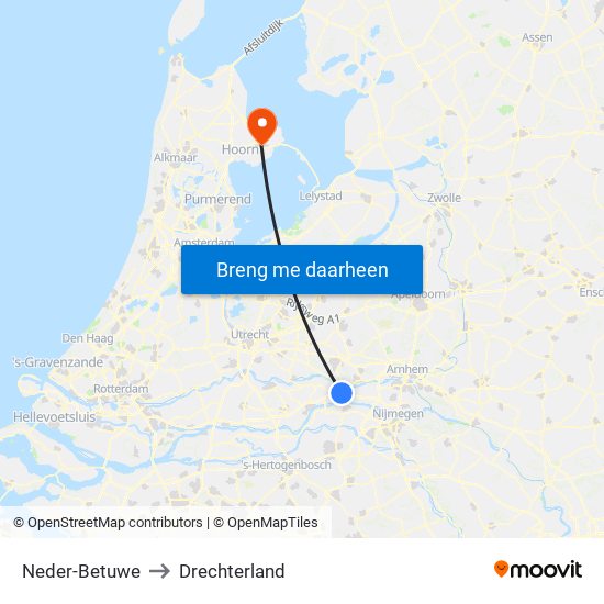 Neder-Betuwe to Drechterland map