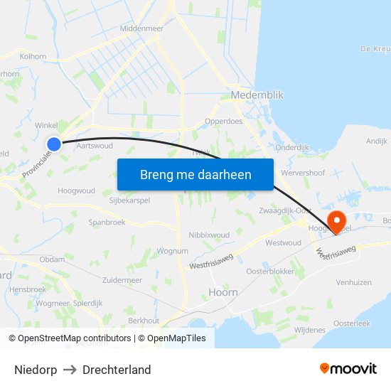 Niedorp to Drechterland map