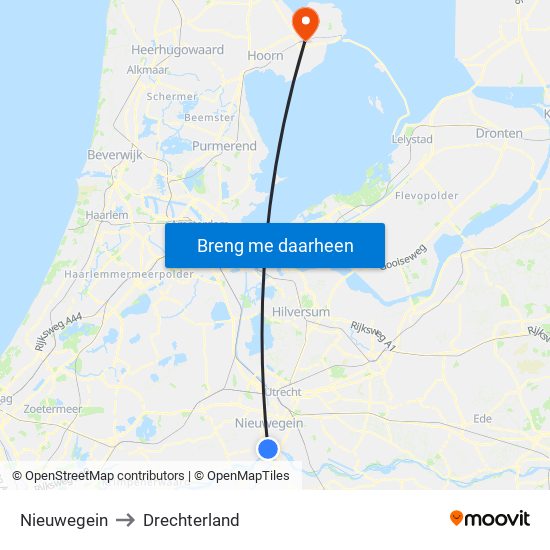 Nieuwegein to Drechterland map