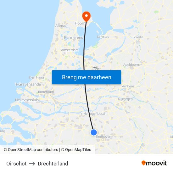 Oirschot to Drechterland map