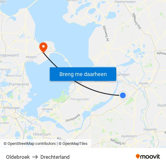 Oldebroek to Drechterland map