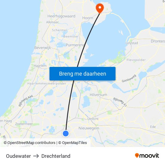 Oudewater to Drechterland map