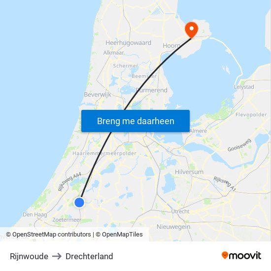 Rijnwoude to Drechterland map