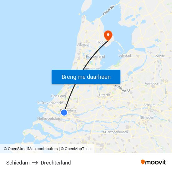 Schiedam to Drechterland map