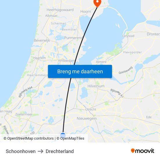 Schoonhoven to Drechterland map