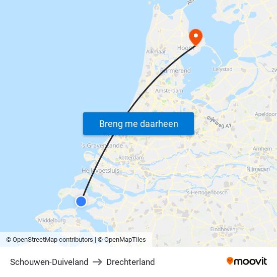 Schouwen-Duiveland to Drechterland map