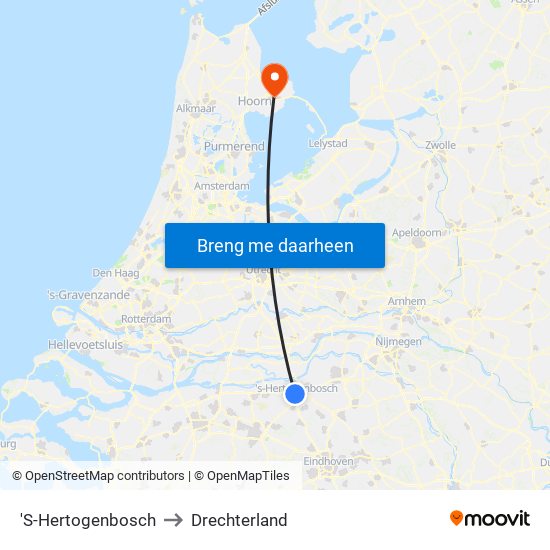 'S-Hertogenbosch to Drechterland map