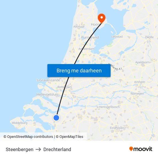 Steenbergen to Drechterland map