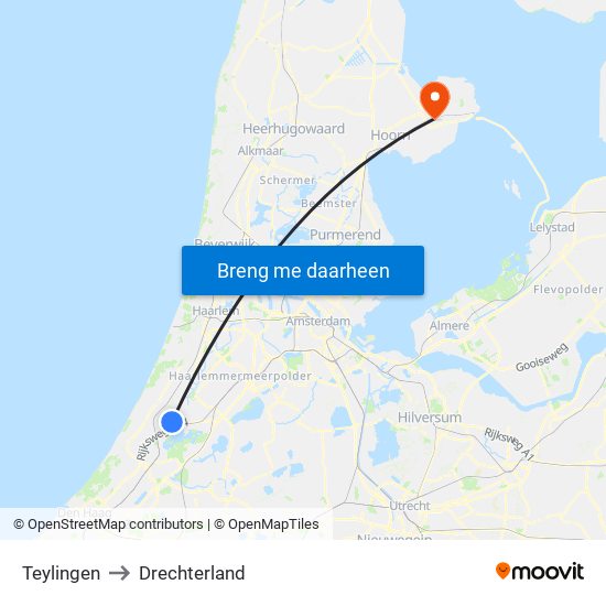 Teylingen to Drechterland map