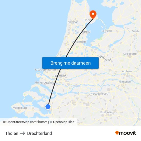 Tholen to Drechterland map