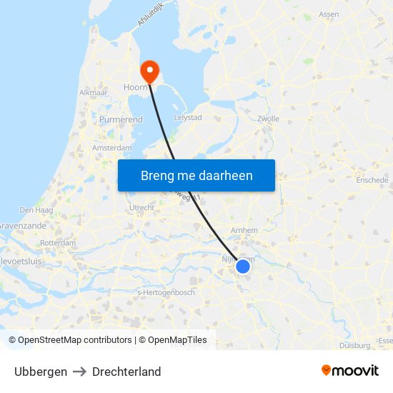 Ubbergen to Drechterland map