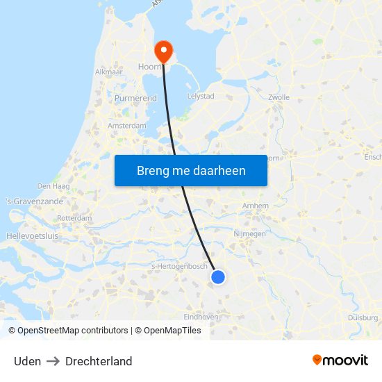 Uden to Drechterland map