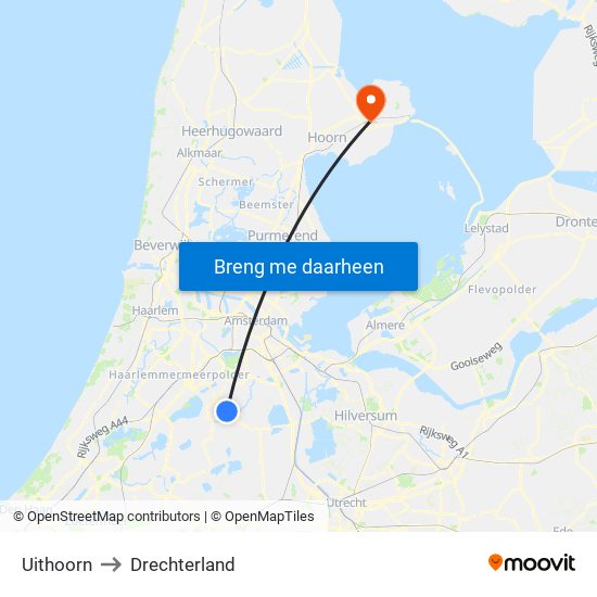 Uithoorn to Drechterland map