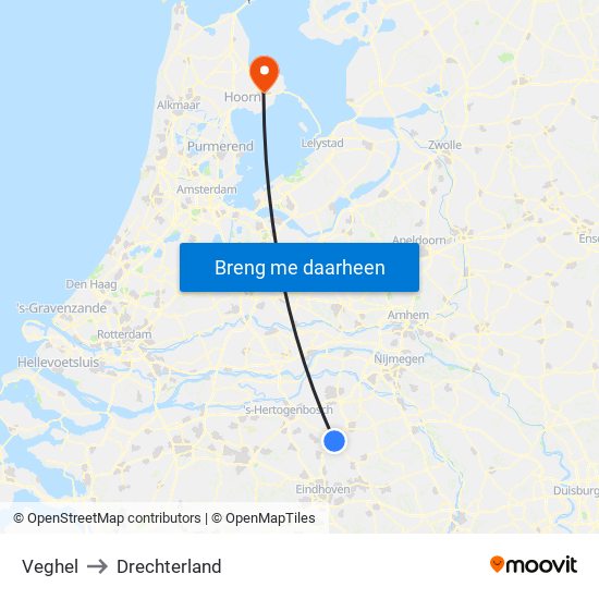 Veghel to Drechterland map