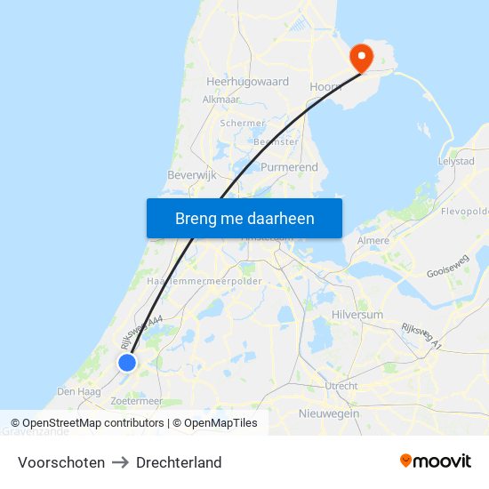 Voorschoten to Drechterland map