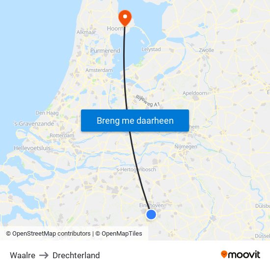 Waalre to Drechterland map