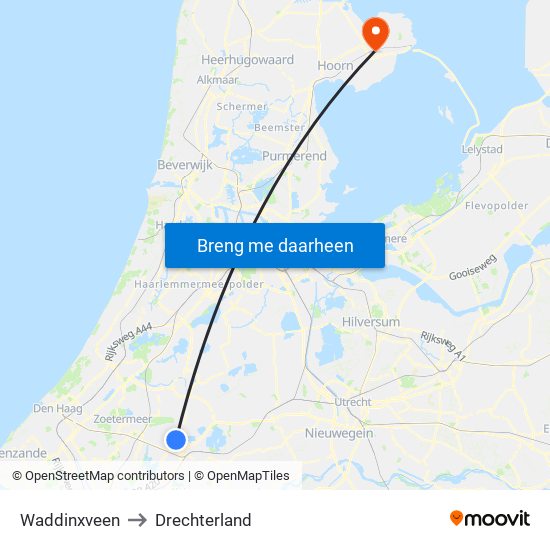 Waddinxveen to Drechterland map