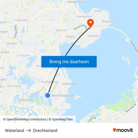 Waterland to Drechterland map