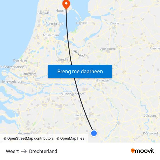 Weert to Drechterland map