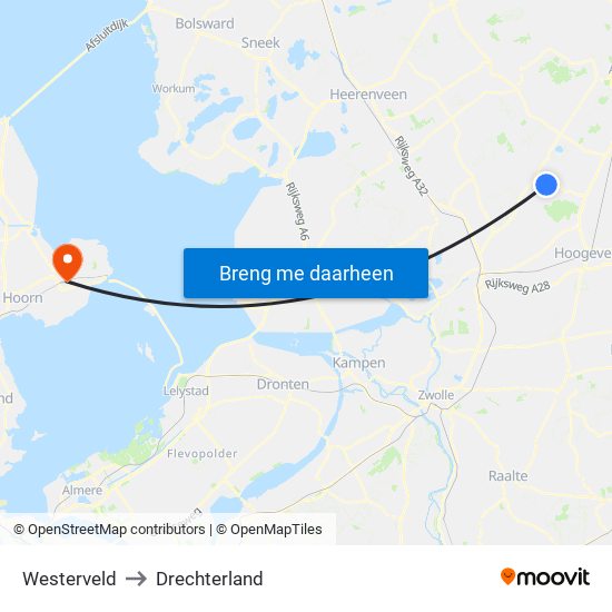 Westerveld to Drechterland map