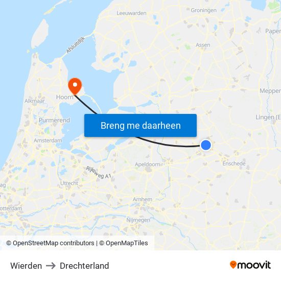 Wierden to Drechterland map