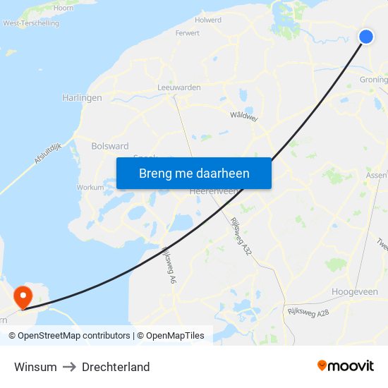 Winsum to Drechterland map